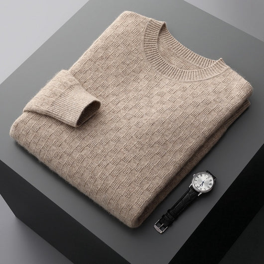 Suéter de Cachemira Gruesa para Hombre - Cuello Redondo Elegante para Otoño e Invierno - Image 3