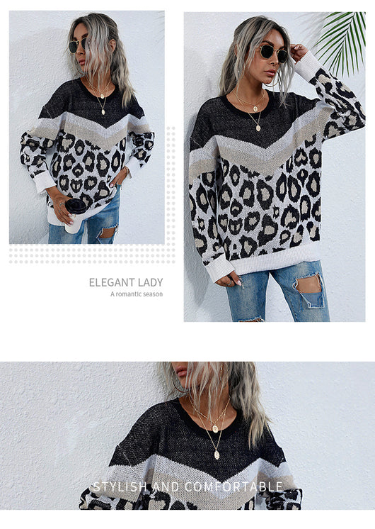 Jersey de Punto con Estampado Leopardo y Costura Decorativa para Mujer - Image 13