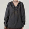 Sudadera Retro con Capucha Mujer - Cuello V Cordones y Remaches