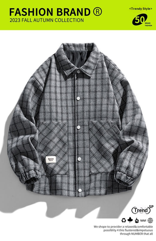 Chaqueta Camisa Tallas Grandes con Estampado Cuadros Bicolor - Image 7