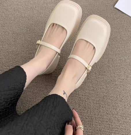 Zapatos de Cuero con Plataforma Estilo Británico para Mujer con Hebilla y Perla - Image 6