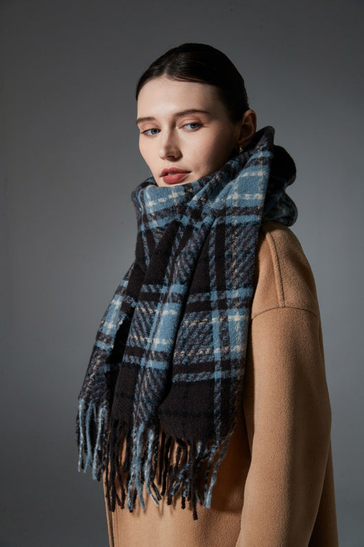 Bufanda Escocesa Azul Otoño Invierno - Estilo Europeo y Americano - Image 11