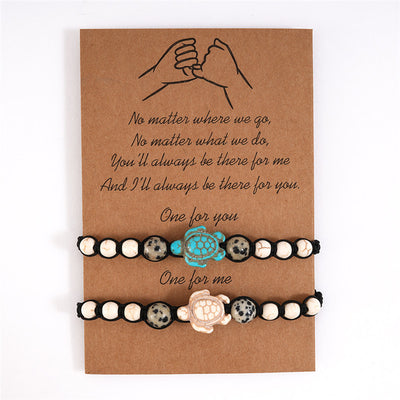 Pulsera Trenzada con Cuentas de Tortuga