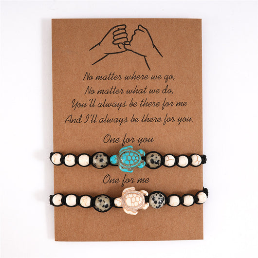 Pulsera Trenzada con Cuentas de Tortuga