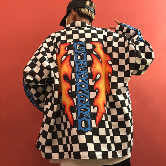 Chamarra Cuadros Blanco y Negro Back Flame para Parejas