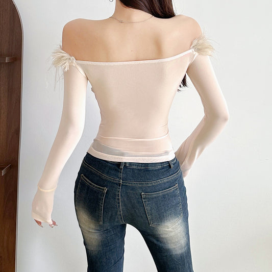 Blusa Manga Larga con Cuello Bardado y Costuras Decorativas - Image 2