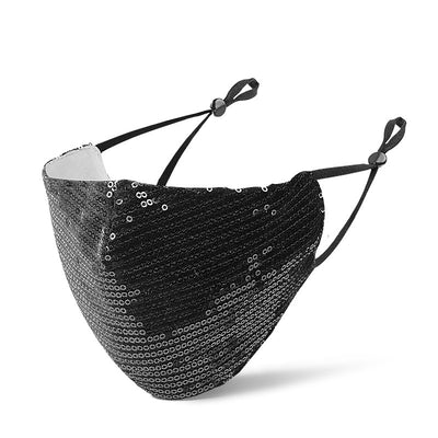 Green sequined adult face mask with adjustable black ear loops, designed for dust protection. - Image 17