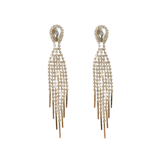 Aretes de Novia con Cristales y Largos Flecos - Elegancia y Temperamento