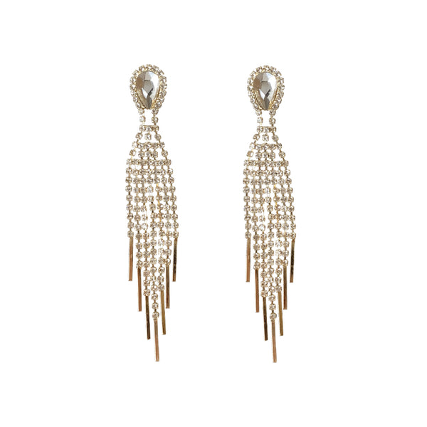 Aretes de Novia con Cristales y Largos Flecos - Elegancia y Temperamento