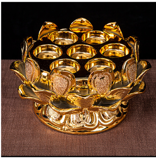 Porta Vela de Loto Cerámica - Recipiente Dharma para Meditación - Image 2