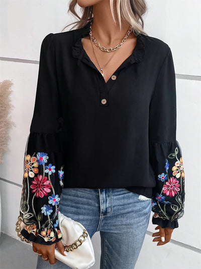 Blusa Larga de Mujer Estilo Europeo y Americano con Cuello en V para Verano - Image 9
