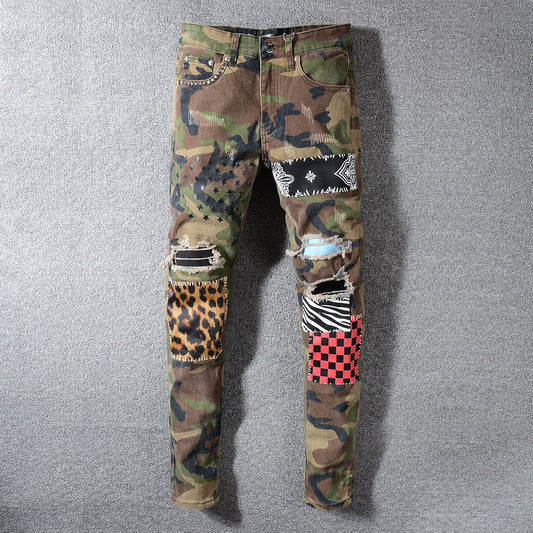 Pantalones Holgados con Parche Estampado