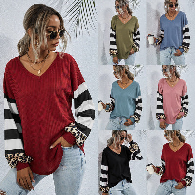 Camiseta Manga Larga Rayas Cosidas Mujer