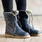 Botas de Nieve Planas con Encaje y Forro Polar