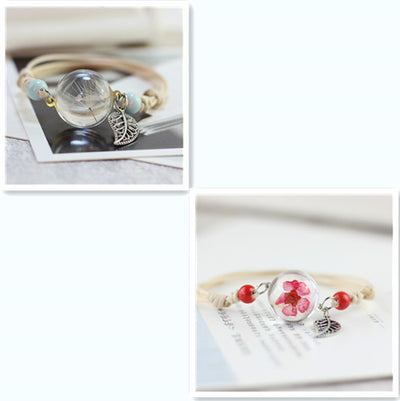 Pulsera Esfera de Cristal con Flores Secas - Diente de León y Estrellas - Image 44