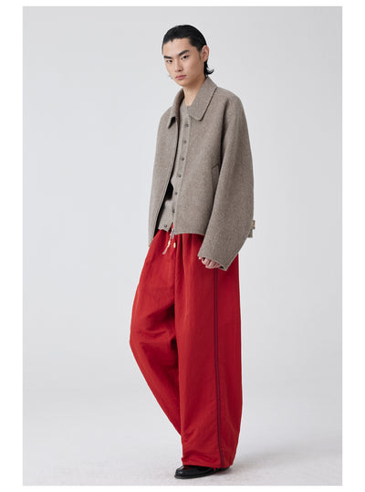 Pantalones Anchos de Talle Alto con Pliegues en Nylon - Image 18