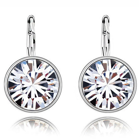 Aretes de Cristal Austriaco con Clip Redondo Brillante