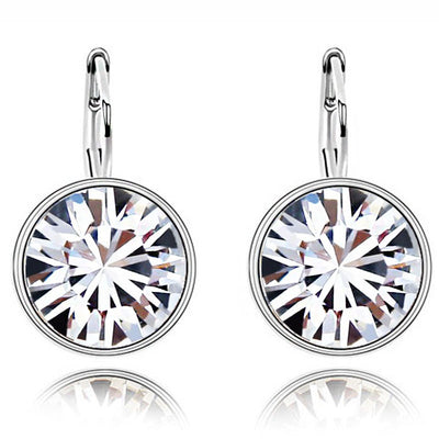 Aretes de Cristal Austriaco con Clip Redondo Brillante
