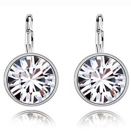 Aretes de Cristal Austriaco con Clip Redondo Brillante