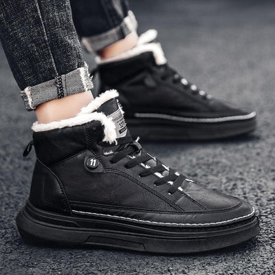 Tenis Altos de Terciopelo para Hombre - Zapatillas Cálidas y Acolchadas Estilo Coreano - Image 23
