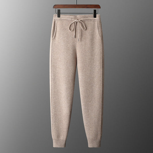 Pantalones Harem Casual de Lana Gruesa con Cintura Alta para Hombre