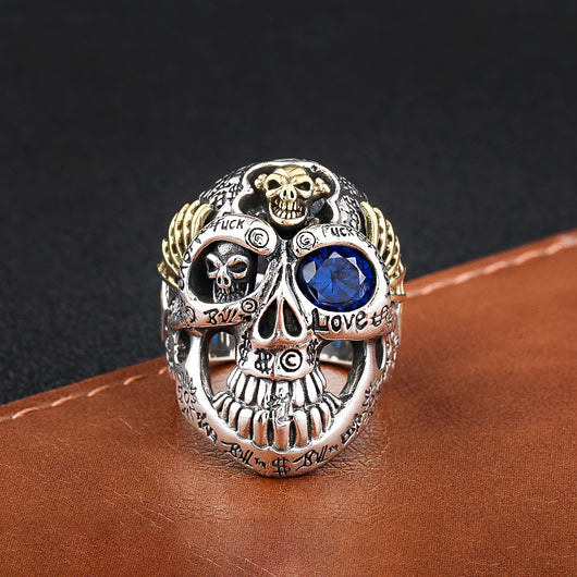 Anillo de Plata Esterlina para Hombre con Diseño de Calavera Dominante - Image 9