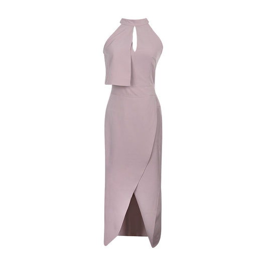 Falda Midi Blanca Asimétrica Cuello Halter Ajustada - Image 3