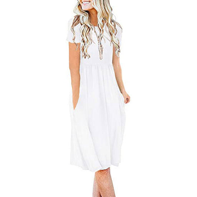 Vestido Holgado de Cuello Redondo y Manga Corta - Image 44