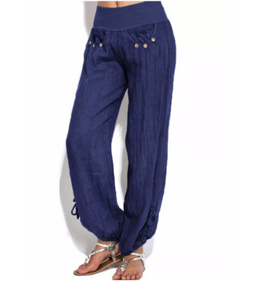 Pantalones Anchos Casuales con Botones Sueltos para Mujer - Image 11