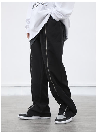 Pantalones Anchos de Pierna Ancha en Negro con Cierre - Image 9