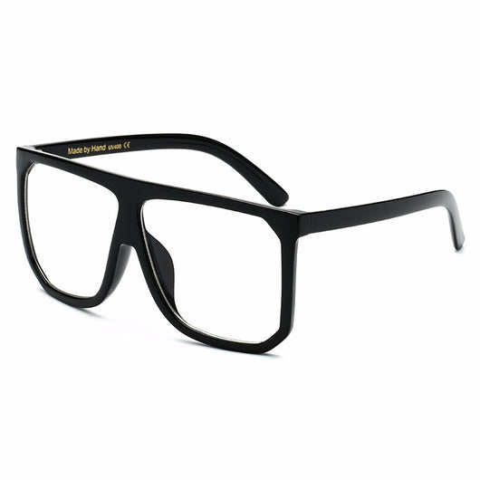 Large frame flat top sunglasses with black frames, brown gradient lenses, and subtle leopard print detail. - Image 16