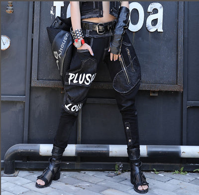 Pantalones Harem Denim Negro Mujer - Estilo Moderno y Cómodo - Image 11