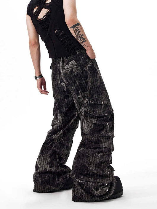 Pantalones Vaqueros Deconstructuidos Estilo Retro Pierna Ancha con Remaches - Image 9