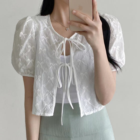 Blusa Tejida con Cordones - Manga Corta Elegante - Image 31