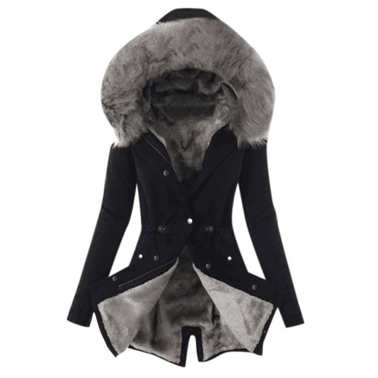 Abrigo de Algodón Cálido con Cuello de Piel y Cordón Ajustable - Image 5