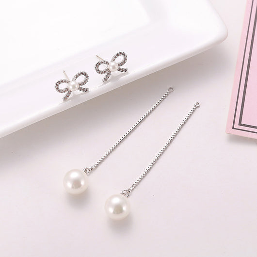 Aretes de Plata Colgantes con Perla - Hipoalergénicos Dos Estilos - Image 4