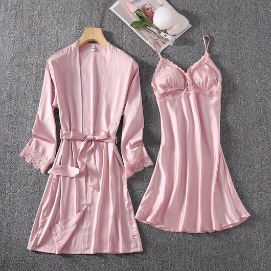 Camisón Corto Sensual con Tirante de Seda Helada y Soporte de Pecho - Image 27
