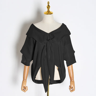 Blusa Suelta con Escote V Irregular Multiuso - Image 2