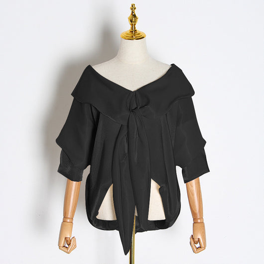 Blusa Suelta con Escote V Irregular Multiuso - Image 2