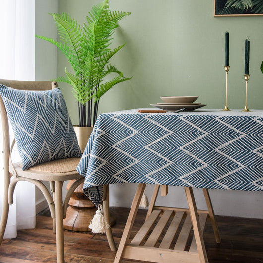 Mantel Jacquard Impermeable con Patrón de Onda y Triángulo - Image 8