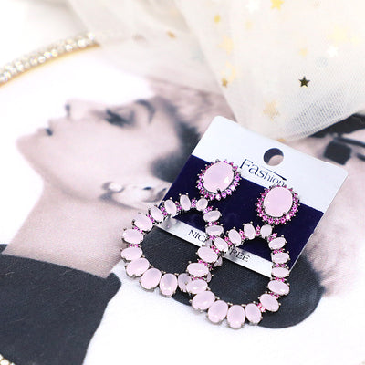 Aretes de Cristal Ovalados con Incrustaciones de Circonio y Diamante - Image 10