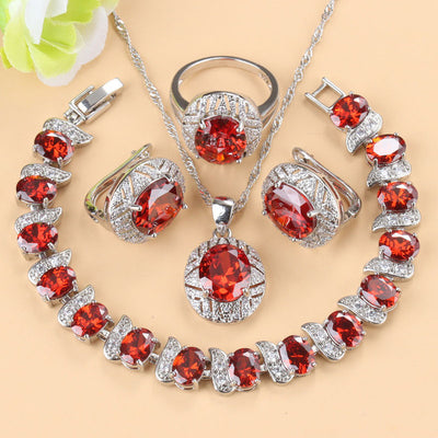 Conjunto de Joyas con Piedras Preciosas: Collar, Aretes y Anillo de Cuatro Piezas - Image 2