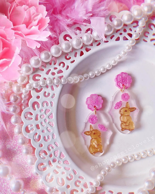 Cherry Blossom Bunny Earrings - Tekeno