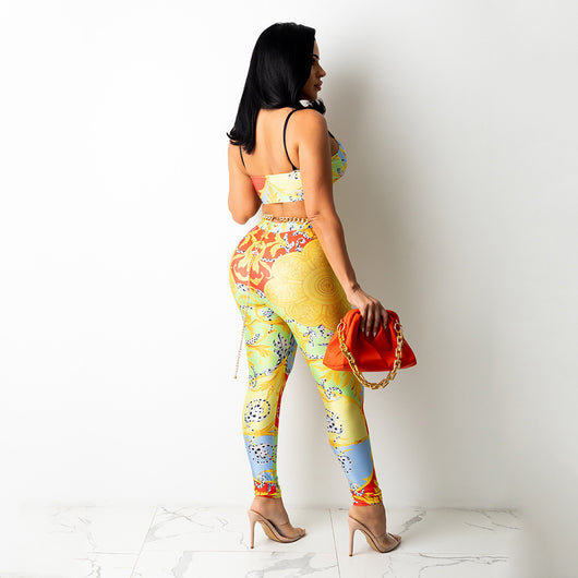 Pantalones Ajustados Estampados Sexy de Dos Piezas - Image 4