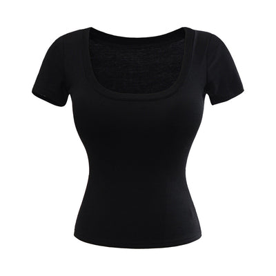 Playera Ajustada Cuello U Manga Corta para Mujer - Image 10
