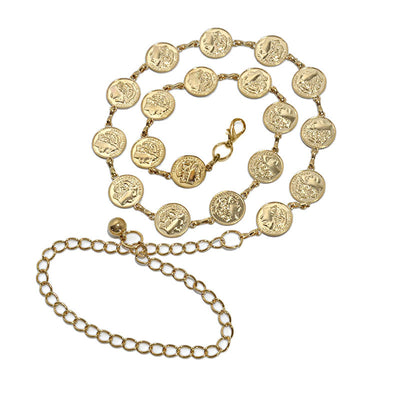 Cadena de Cintura Larga con Dije de Moneda - Accesorio Metálico Elegante para Mujer - Image 9