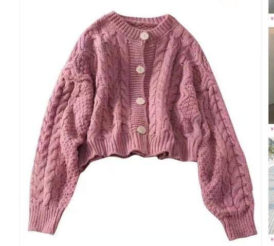 Cardigan Suelto de Cuello Redondo Liso - Suéter Versátil para Mujer - Image 2