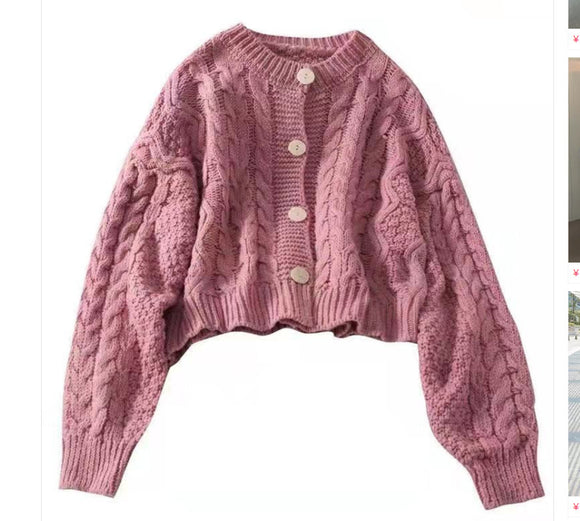 Cardigan Suelto de Cuello Redondo Liso - Suéter Versátil para Mujer