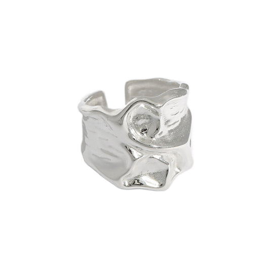 Anillo de Plata Esterlina 925 con Textura Arrugada para Mujer