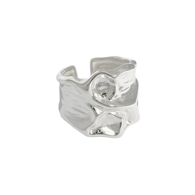 Anillo de Plata Esterlina 925 con Textura Arrugada para Mujer